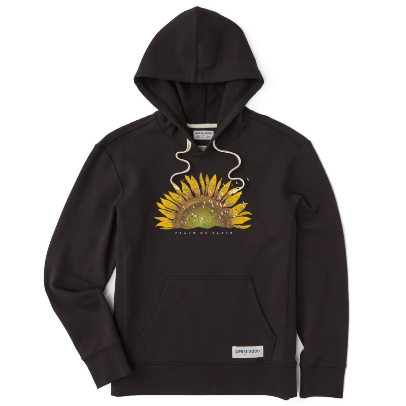 Women's Sunflower Dew Peace on Earth Simply True Fleece Hoodie sold by Life is Good