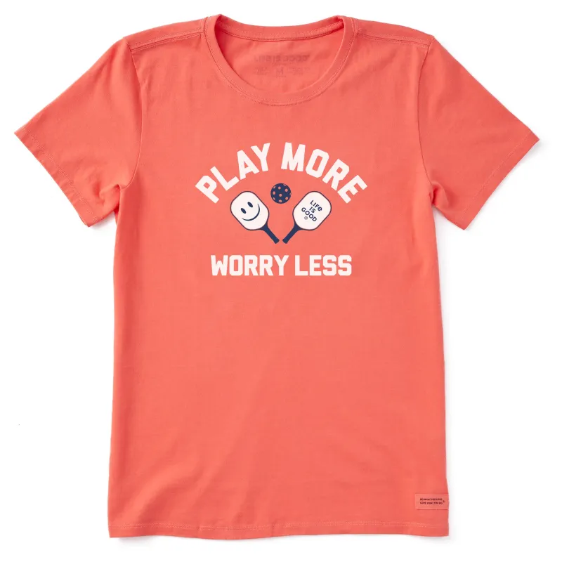Women's Play More Worry Less Pickleball Short Sleeve Tee sold by Life is Good