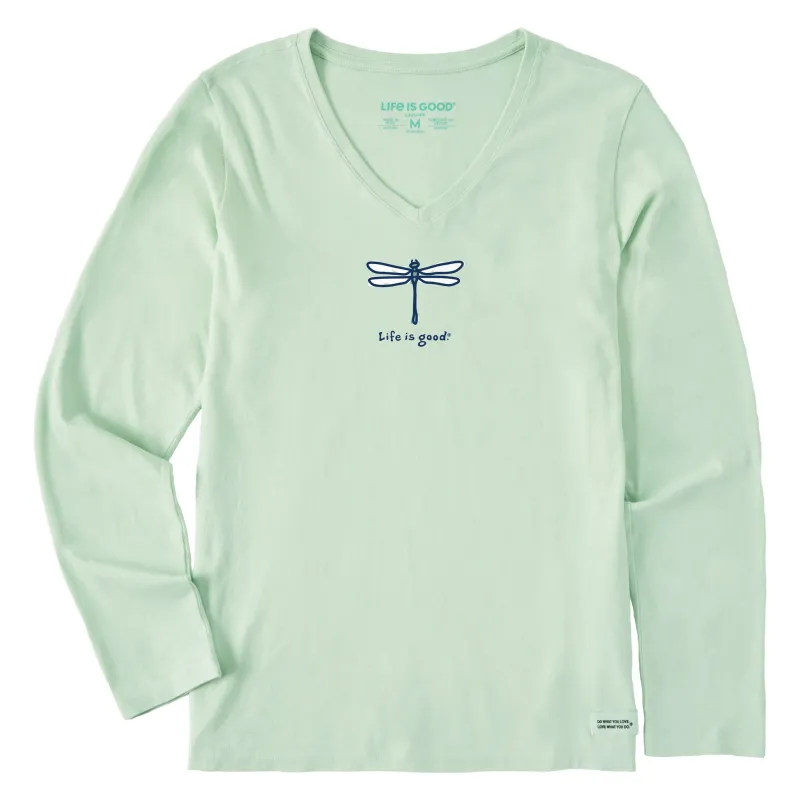 Women's Dragonfly Long Sleeve Crusher Vee sold by Life is Good