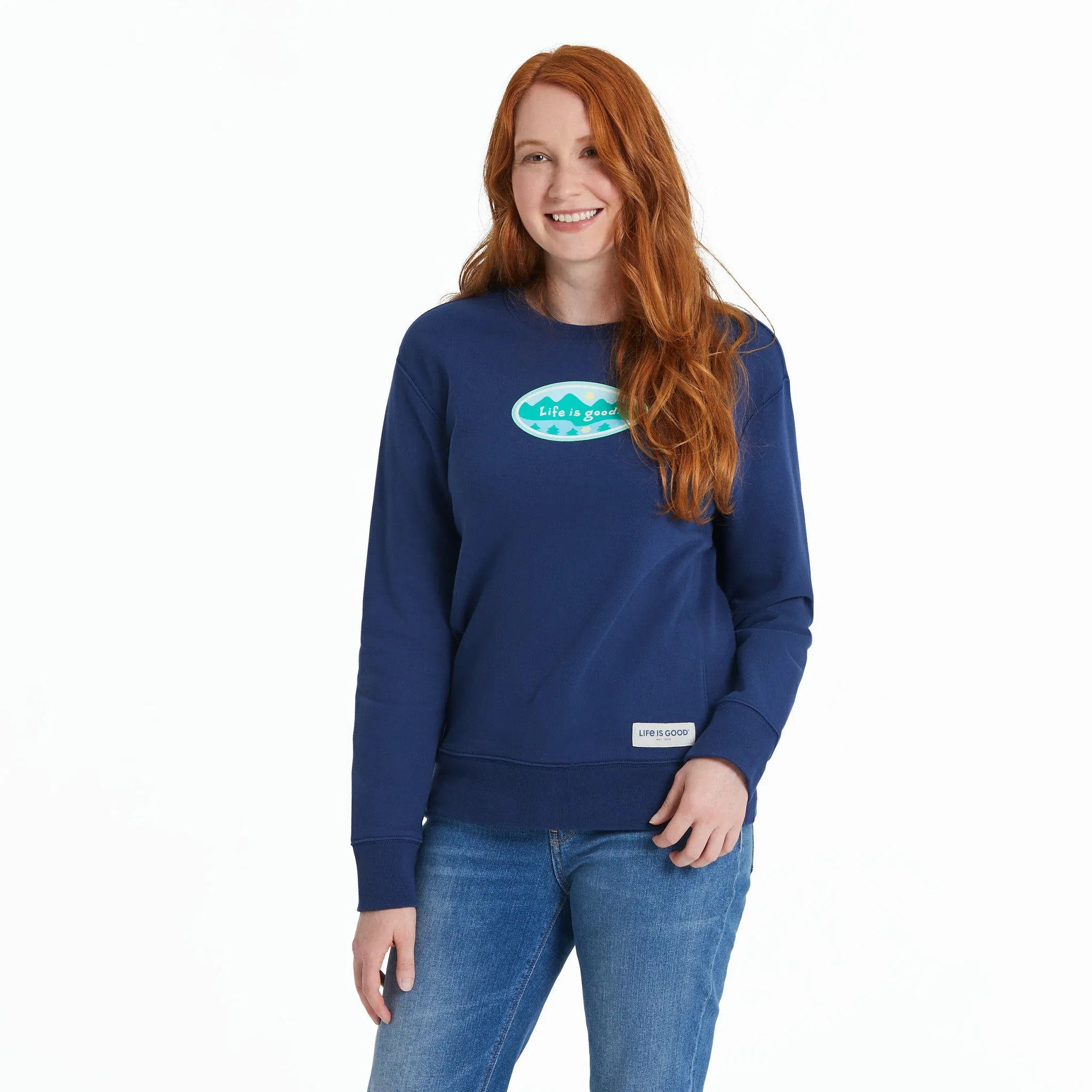 Women's Mountainside Oval Simply True Fleece Crew sold by Life is Good