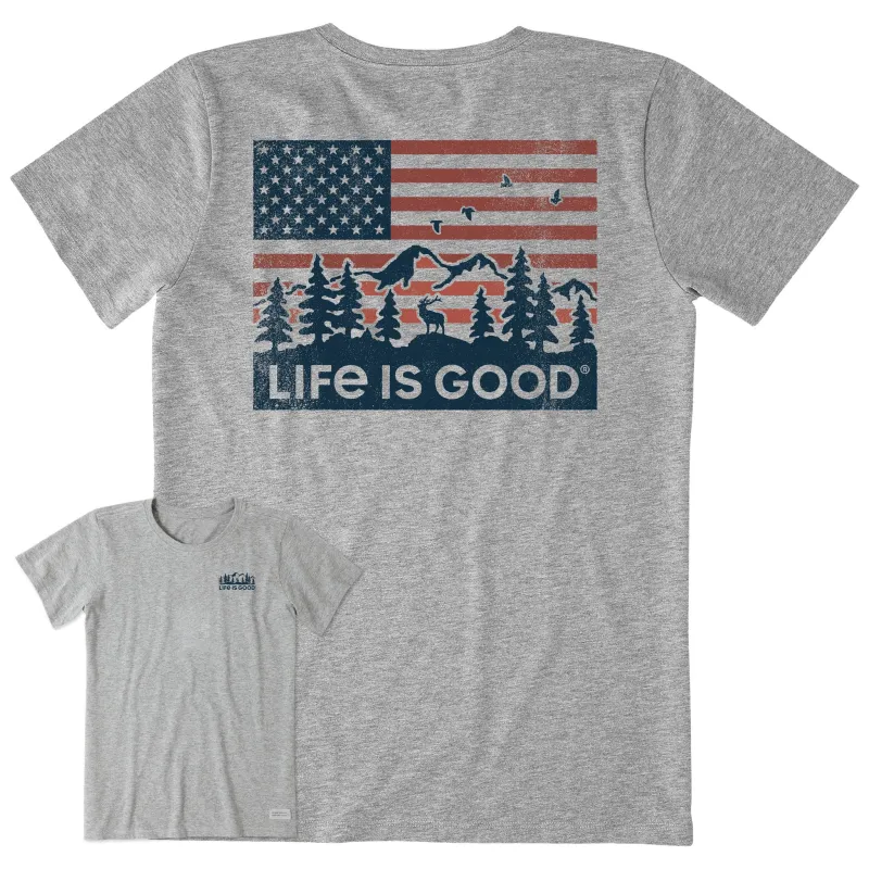 Women's Flag Mountain Scene Short Sleeve Crusher Tee made by Life is Good