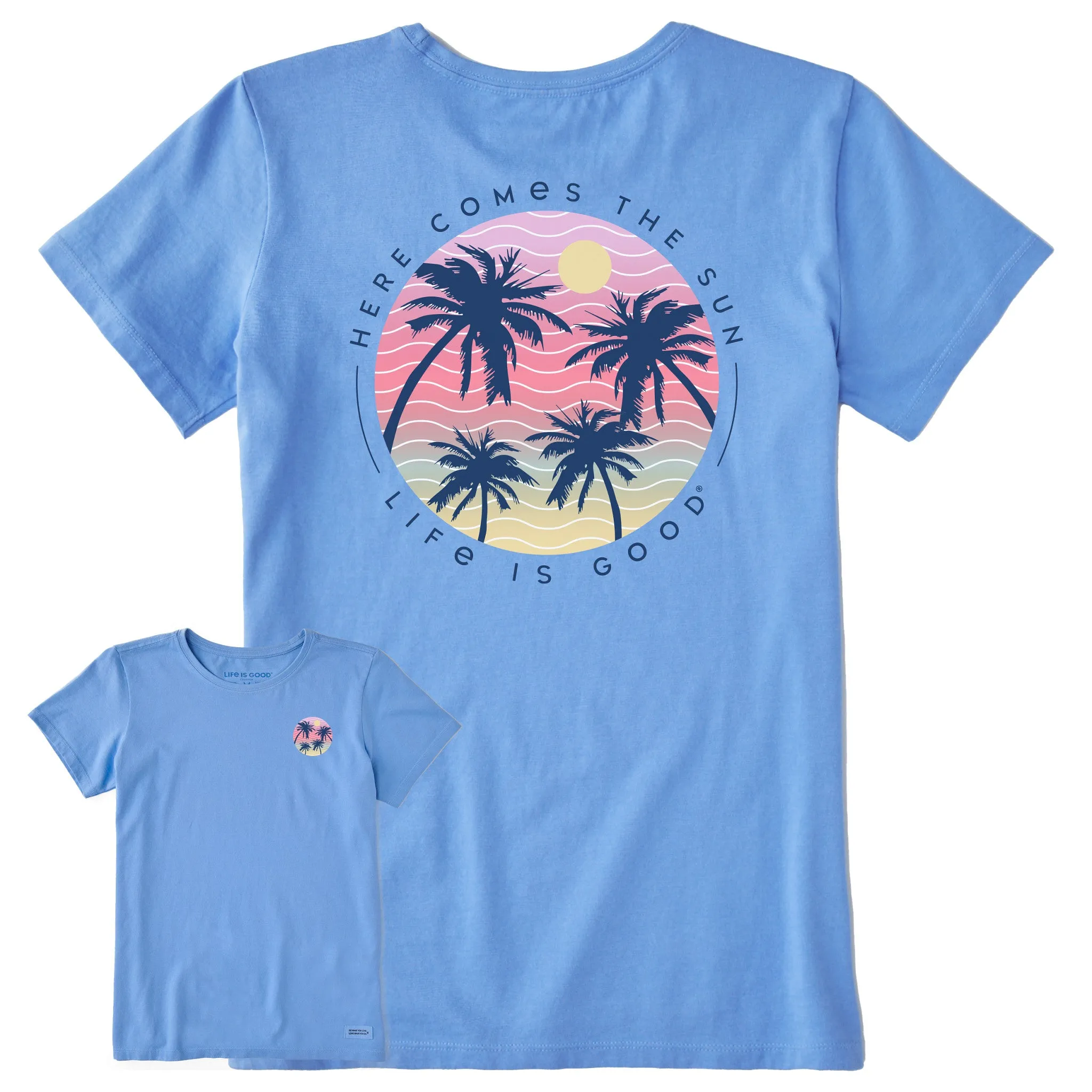 Women's Here Comes the Sun Palm Trees Short Sleeve Tee sold by Life is Good product image thumbnail 4