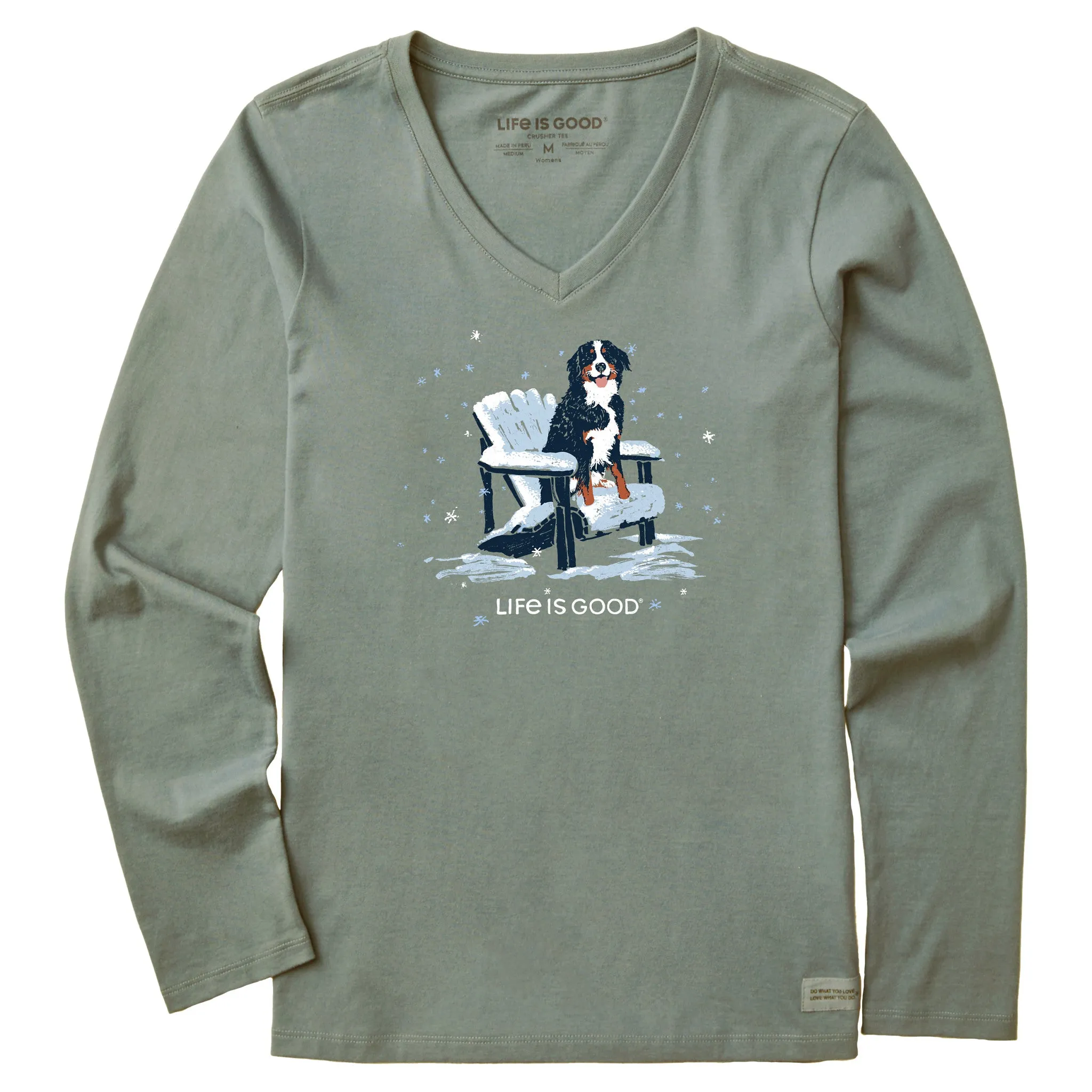Women's Snowy Adirondack Bernese Long Sleeve Crusher Vee sold by Life is Good product image thumbnail 3