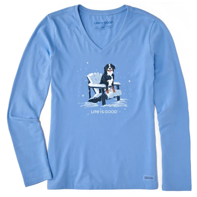 Women's Snowy Adirondack Bernese Long Sleeve Crusher Vee sold by Life is Good