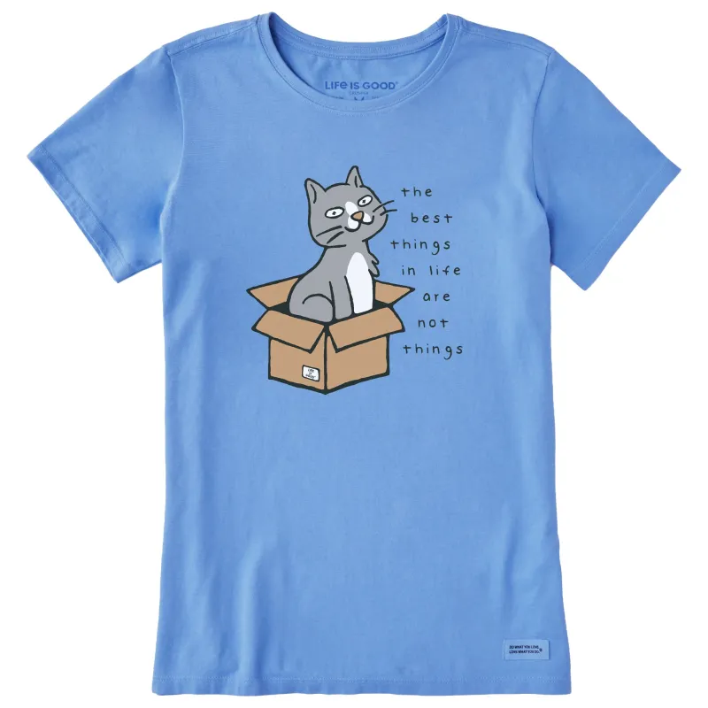 Women's Best Things Cat in a Box Short Sleeve Crusher Tee sold by Life is Good