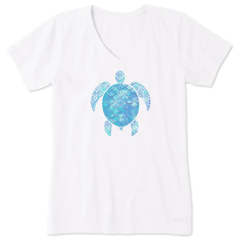 Women's Iridescent Turtle Short Sleeve Crusher Vee sold by Life is Good
