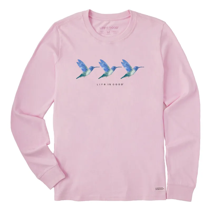 Women's Three Hummingbirds Long Sleeve Crusher Tee sold by Life is Good