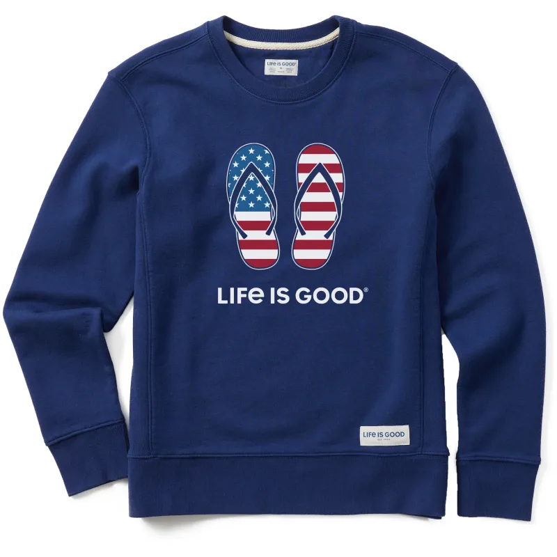Women's Americana Flip Flops Simply True Fleece Crew sold by Life is Good