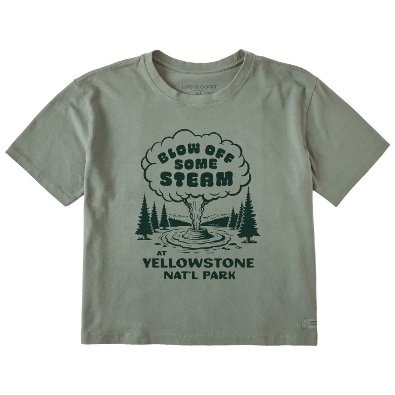 Women's Blow Off Some Steam Yellowstone Short Sleeve Crusher Boxy Tee made by Life is Good