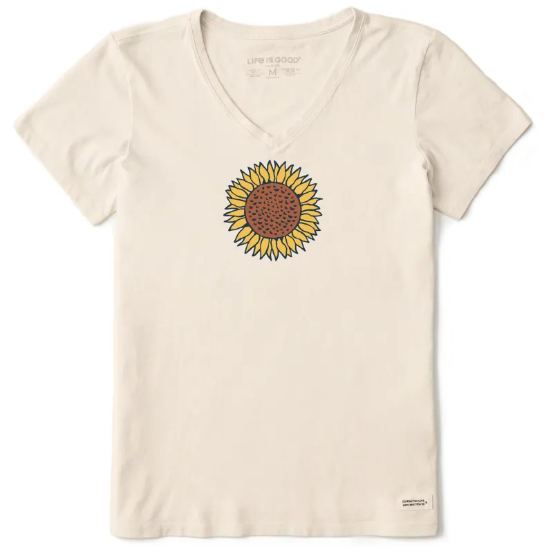 Women's Single Sunflower Short Sleeve Crusher Vee sold by Life is Good