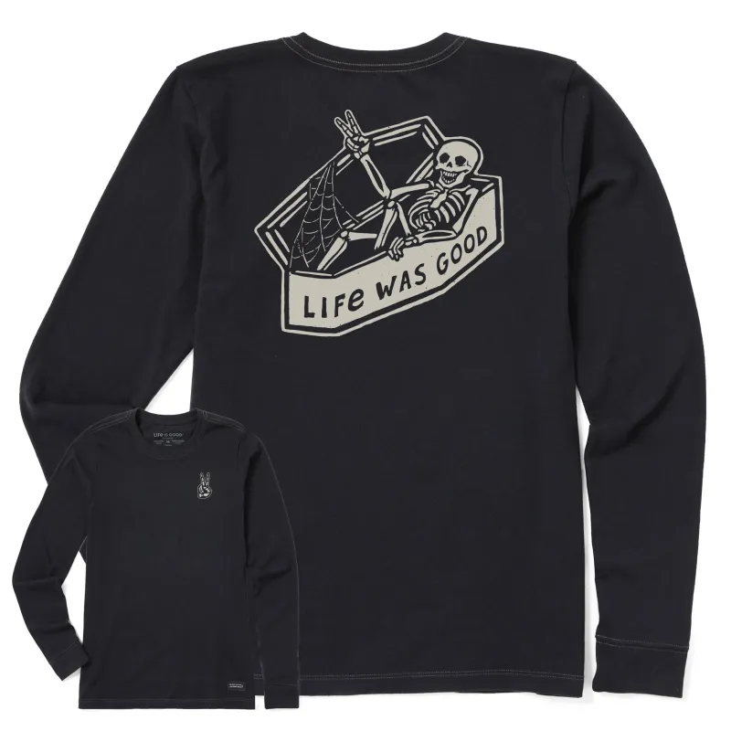 Women's Life Was Good Skeleton Long Sleeve Crusher Tee sold by Life is Good