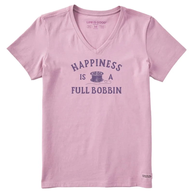 Women's Happiness is a Full Bobbin Short Sleeve Vee sold by Life is Good