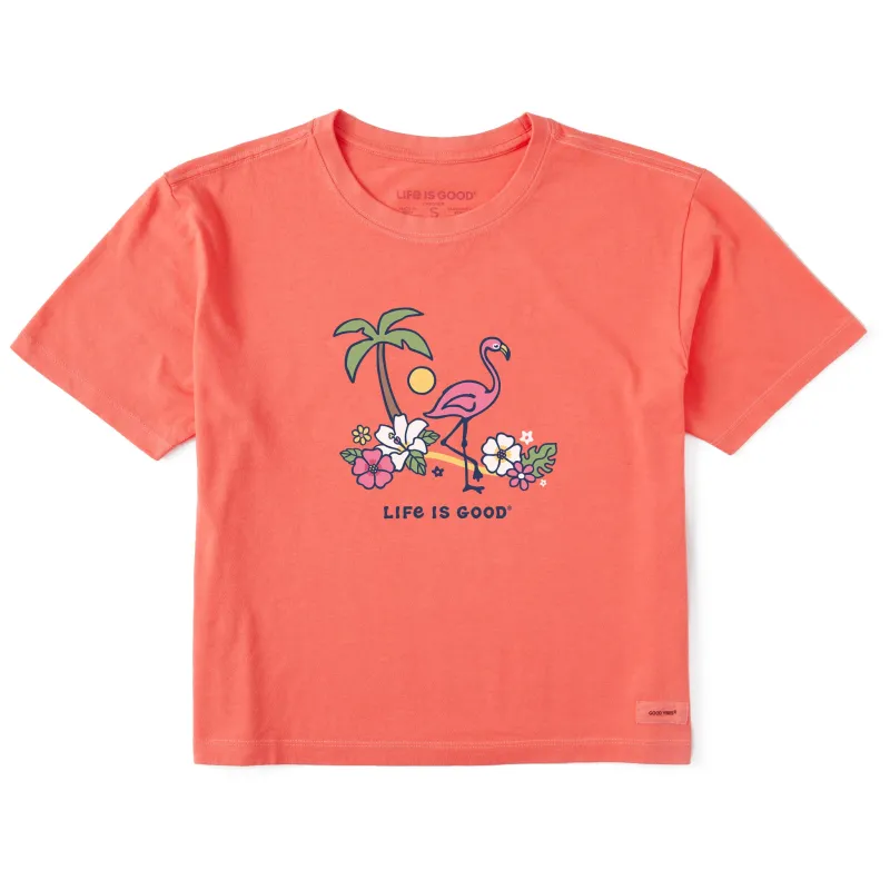 Women's Flamingo Beach Short Sleeve Crusher Boxy Tee sold by Life is Good