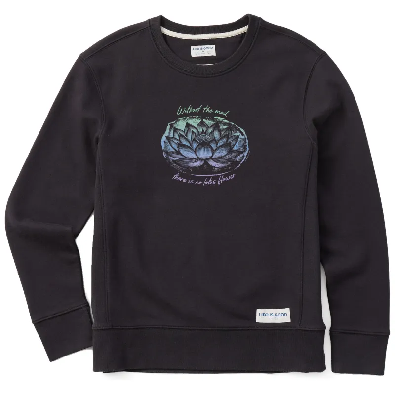 Women's No Mud No Flower Simply True Fleece Crew sold by Life is Good