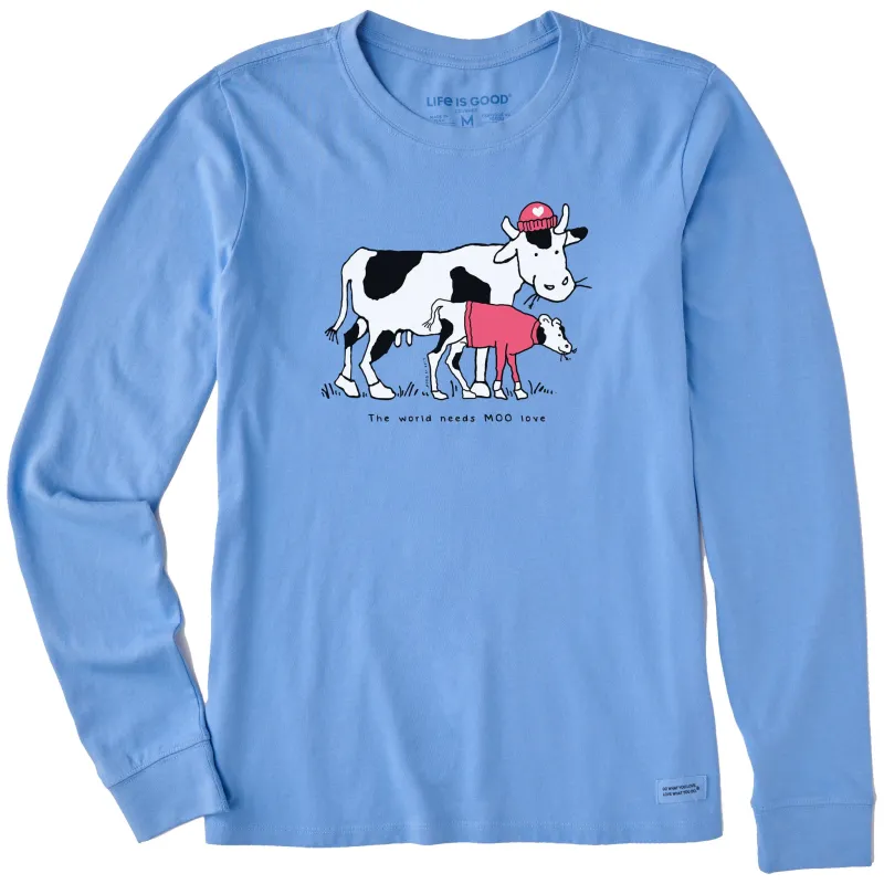 Women's Moo Love Cow and Calf Long Sleeve Crusher Tee made by Life is Good