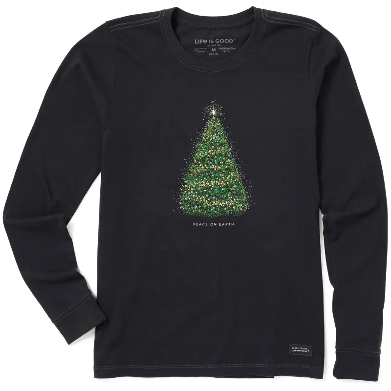 Women's Peace on Earth Tree Long Sleeve Crusher Tee sold by Life is Good