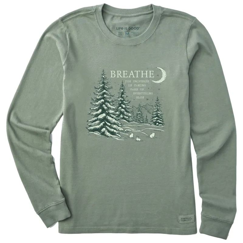 Women's Breathe Universe Pines Long Sleeve Crusher Tee sold by Life is Good