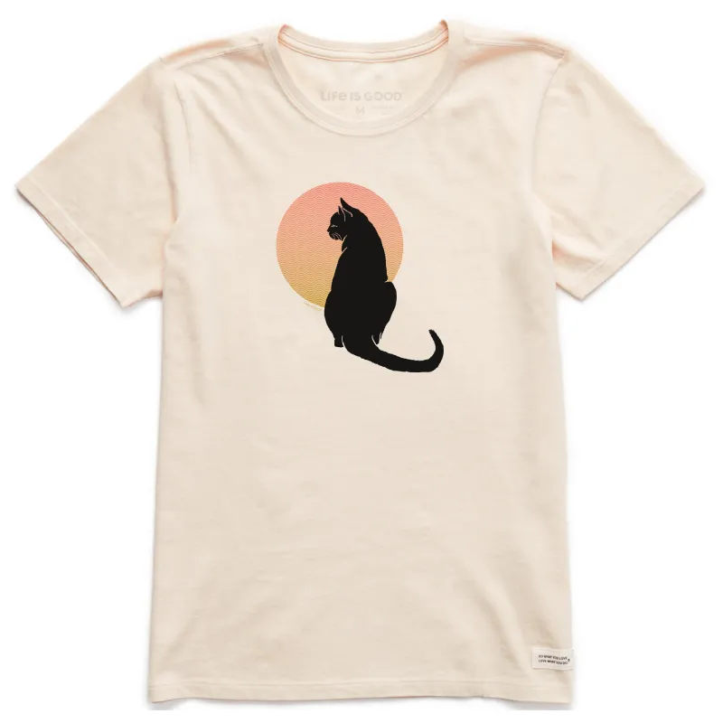 Women's Sunset Cat Short Sleeve Crusher Tee sold by Life is Good