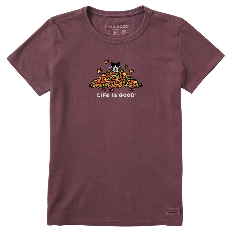 Women's Cat Gets Up and Leaves Short Sleeve Crusher Tee sold by Life is Good