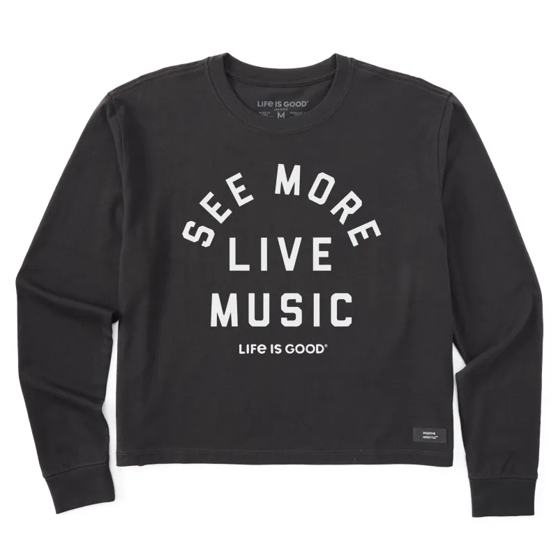 Women's See More Live Music Long Sleeve Crusher Boxy Tee sold by Life is Good