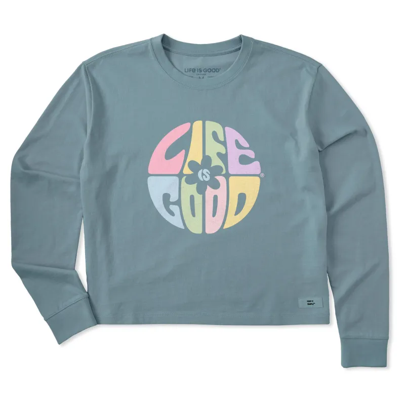 Women's Daisy Circle Psychedelic Long Sleeve Crusher Boxy Tee sold by Life is Good