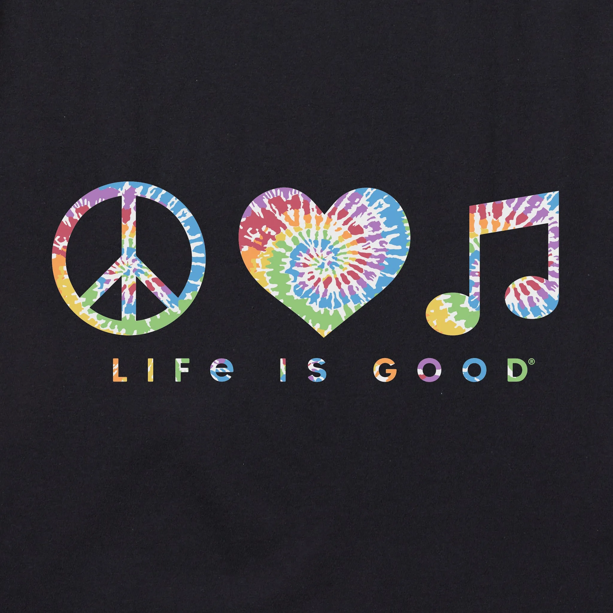 Women's Tie Dye Peace Love Music Simply True Fleece Hoodie sold by Life is Good product image thumbnail 2