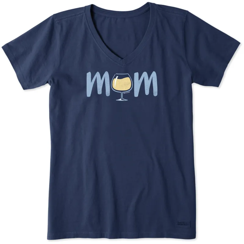 Women's Mom Wine Short Sleeve Vee sold by Life is Good