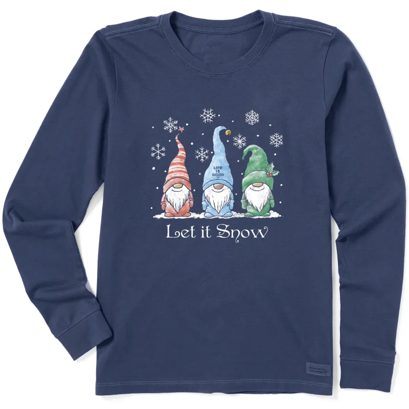 Women's Let it Snow Gnomes Long Sleeve Crusher Tee sold by Life is Good
