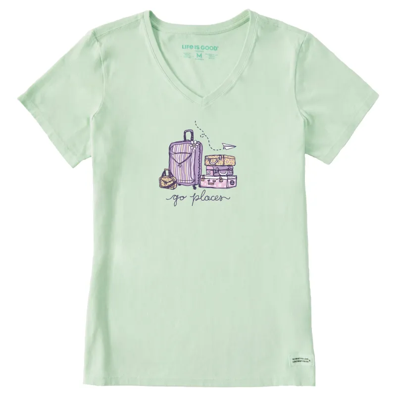 Women's Go Places Luggages Short Sleeve Crusher Vee sold by Life is Good