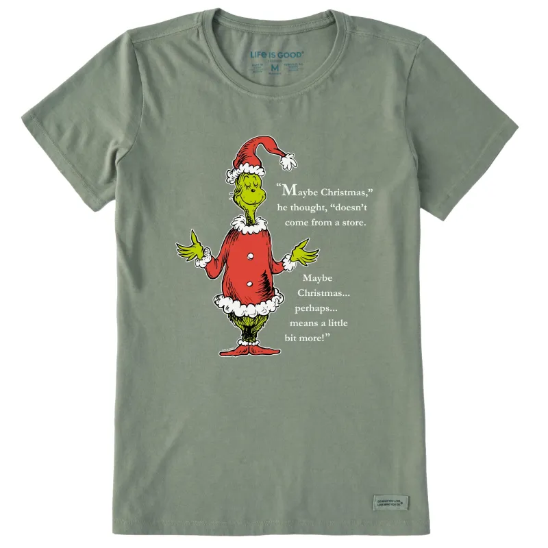 Women's Grinch Meaning of Christmas Short Sleeve Crusher Tee sold by Life is Good