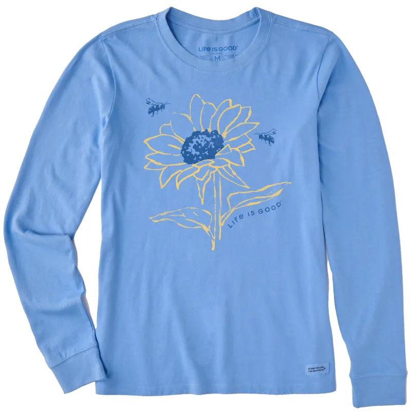 Women's Sunflower Bees Long Sleeve Crusher Tee made by Life is Good