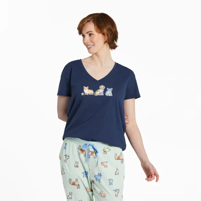 Women's Dog Playdate Snuggle Up Relaxed Sleep Vee sold by Life is Good