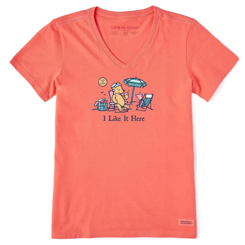 Women's Winnie & P I Like it Here Beach Short Sleeve Vee sold by Life is Good