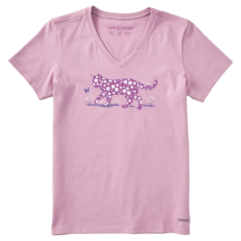 Women's Patterna Daisy Cat Short Sleeve Vee sold by Life is Good