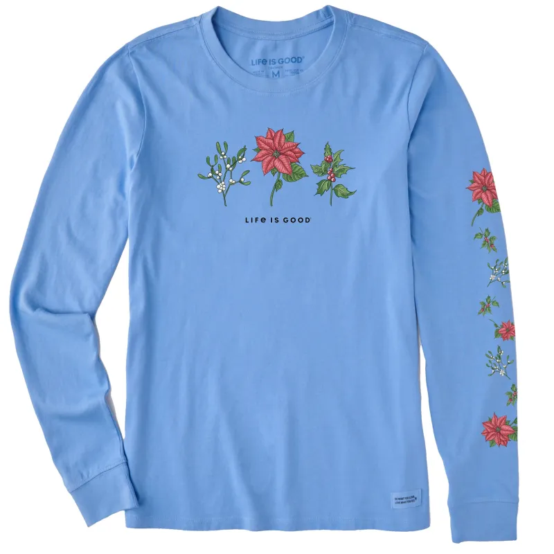 Women's Holiday Flowers Long Sleeve Crusher Tee made by Life is Good