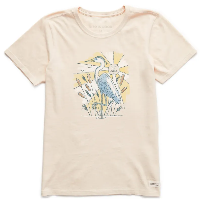 Women's Heron in Cattails Short Sleeve Crusher Tee sold by Life is Good