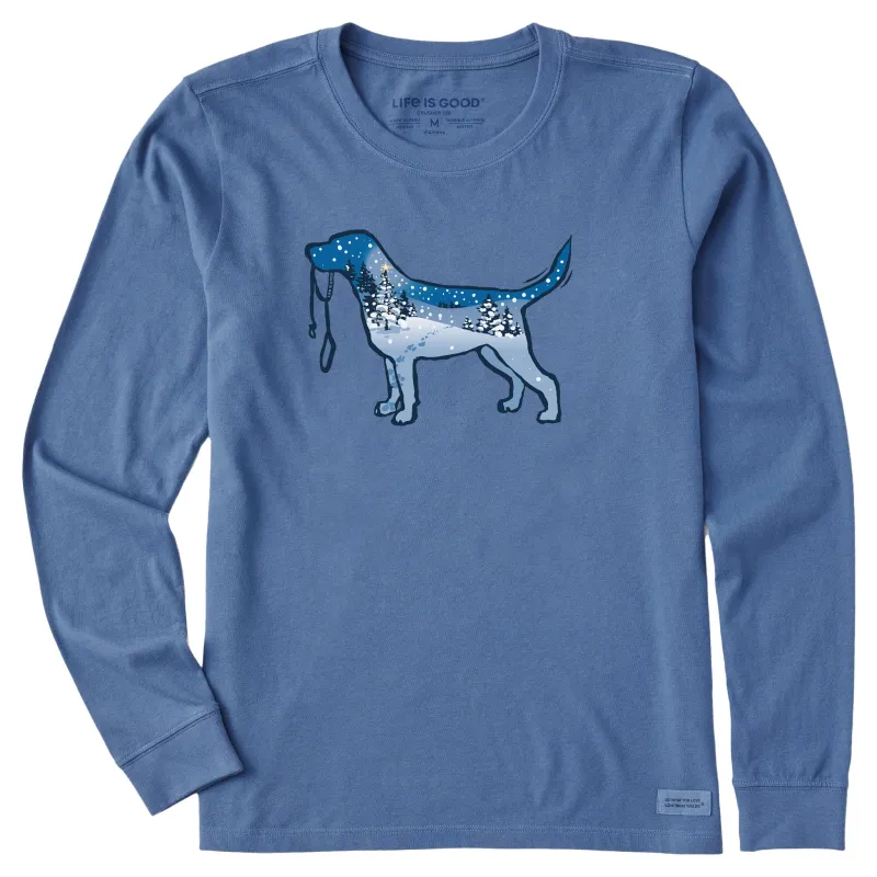 Women's Snowscape Dog Long Sleeve Crusher Tee made by Life is Good