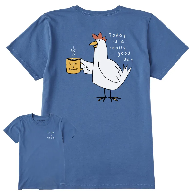 Women's Really Good Day Chicken Coffee Short Sleeve Tee sold by Life is Good