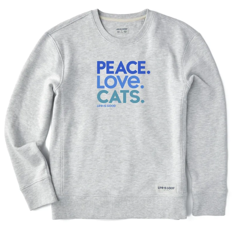 Women's Peace Love Cats Simply True Crew sold by Life is Good