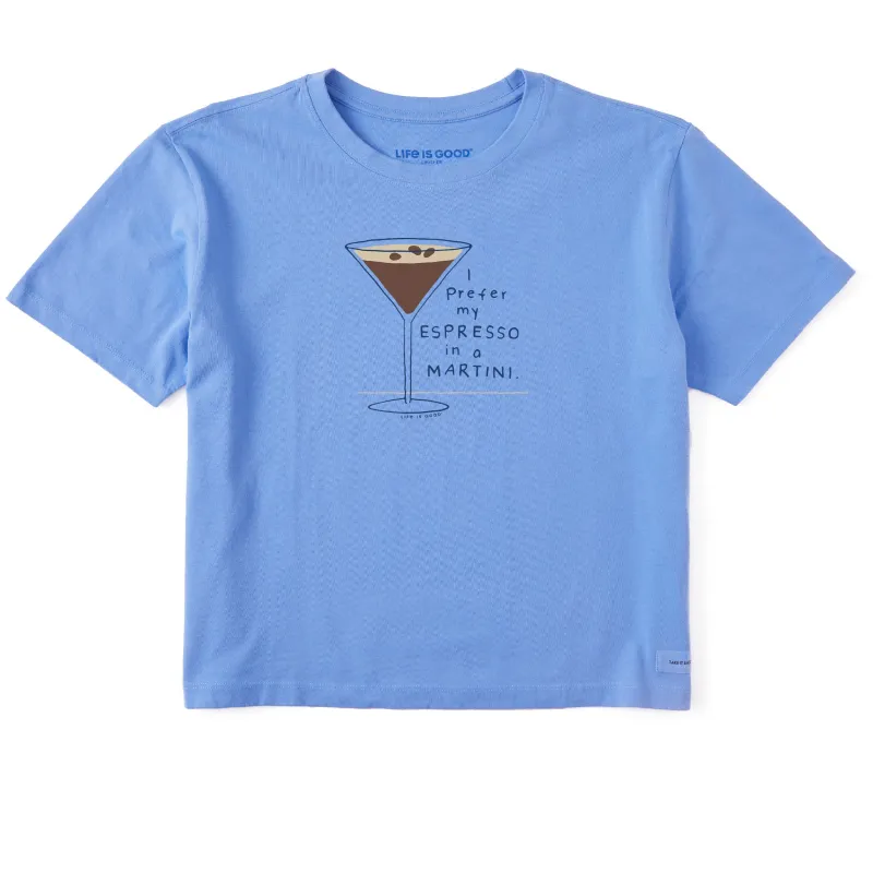 Women's Prefer my Espresso in a Martini Short Sleeve Crusher Boxy Tee sold by Life is Good