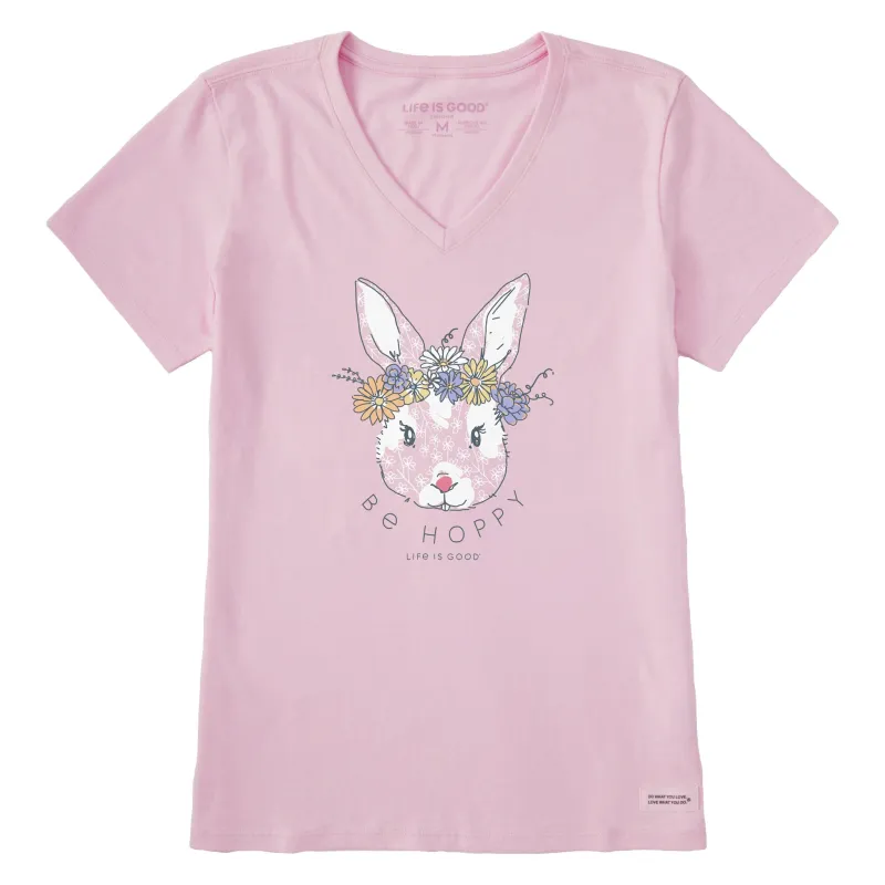Women's Be Hoppy Flower Crown Short Sleeve Vee sold by Life is Good