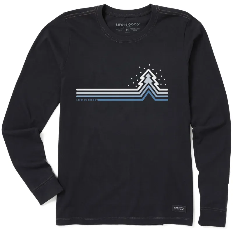 Women's Cool Tree Stripes with Snow Long Sleeve Crusher Tee made by Life is Good