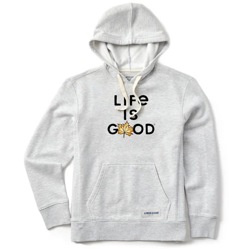 Women's Branded Stacked LIG w Leaf Simply True Fleece Hoodie sold by Life is Good