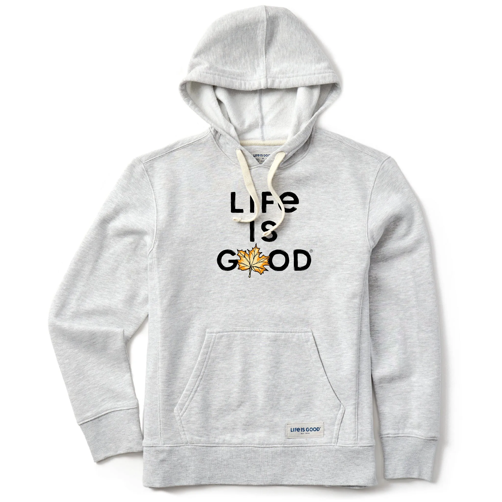 Women's Branded Stacked LIG w Leaf Simply True Fleece Hoodie sold by Life is Good
