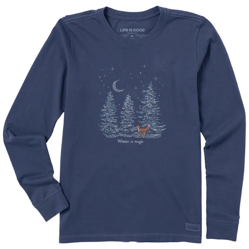 Women's Winter is Magic Snowy Trees Long Sleeve Crusher Tee made by Life is Good