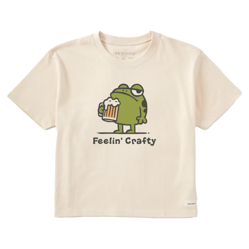 Women's Feelin Crafty Frog Short Sleeve Crusher Boxy Tee sold by Life is Good