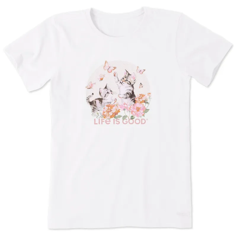 Women's Butterfly Kittens Short Sleeve Tee sold by Life is Good