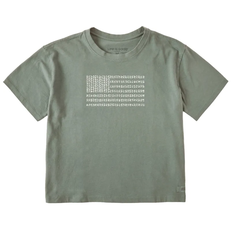 Women's Bert's Herringbone Flag Short Sleeve Crusher Boxy Tee sold by Life is Good