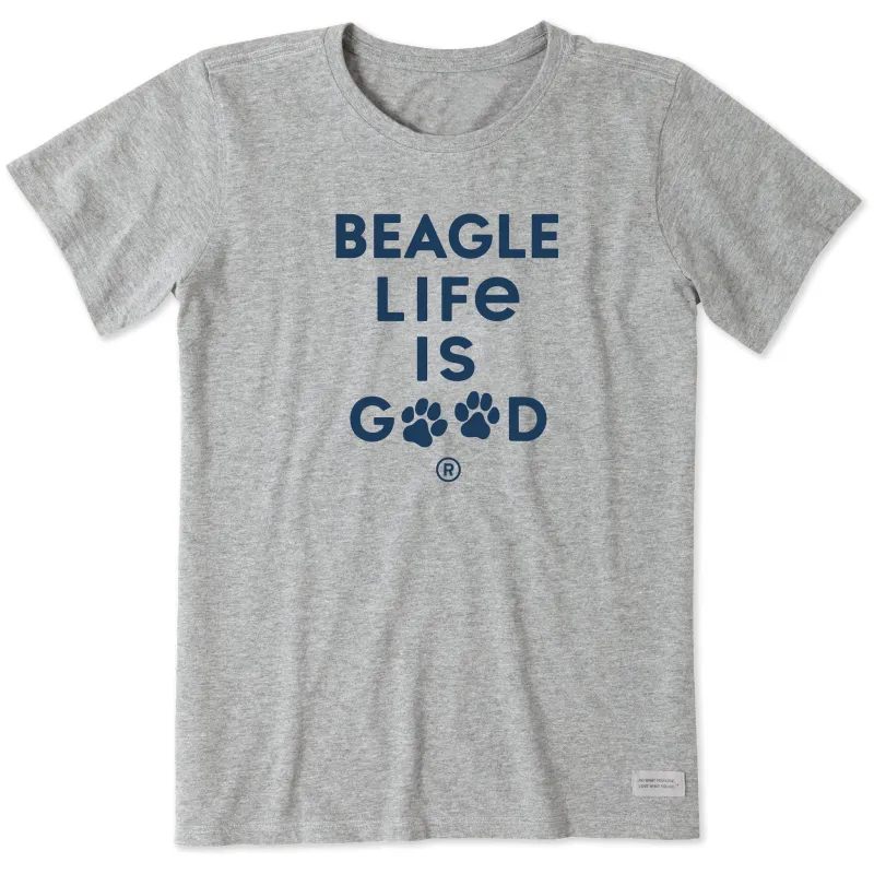 Women's Beagle Life is Good Short Sleeve Crusher Tee sold by Life is Good