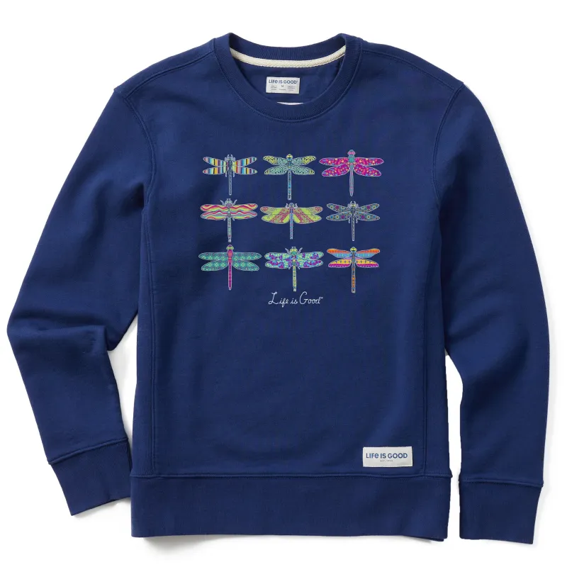 Women's Colorful Dragonflies Simply True Fleece Crew sold by Life is Good